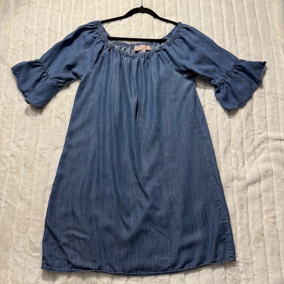 Philosophy Republic Clothing Dresses & Skirts - Philosophy Republic Clothing Blue Tencel Bell Sleeve Off Shoulder Dress Large